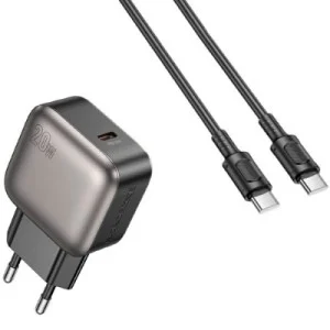 Зарядний пристрій BOROFONE BAS53A Absolute USB-C PD20W + cable USB-C to USB-C Black (6941991116193)