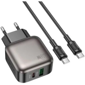 Зарядний пристрій BOROFONE BAS53A Absolute USB-C PD20W + cable USB-C to USB-C Black (6941991116193)