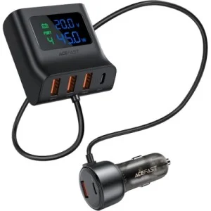 Зарядний пристрій Acefast B11 Car Charger Splitter 3xUSB-A + 1xUSB-C 138W with digital display Black (6974316282488)