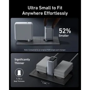 Зарядний пристрій Anker GaNPrime 100W 2xUSB-C PD + 1xUSB-A Foldable Silver (A2688341)