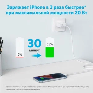 Зарядний пристрій Anker PowerPort 20W USB-C + USB-A White (A2348G21)