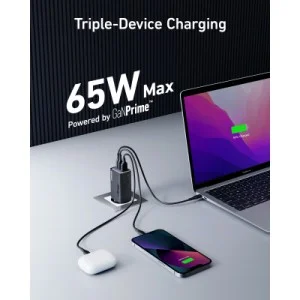 Зарядное устройство Anker PowerPort 735 GaNPrime 65W 2xUSB-C PD + 1xUSB-A PIQ PPS/DPDS (A2668311)