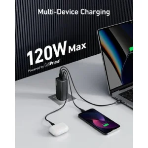 Зарядное устройство Anker PowerPort 737 GaNPrime 120W 2xUSB-C PD + 1xUSB-A PIQ PPS/DPDS Black (A2148313)