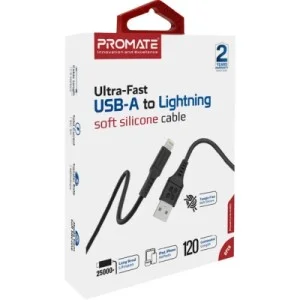 Дата кабель USB 2.0 AM to Lightning 1.2m 2.4A black Promate (powerlink-ai120.black)