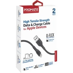 Дата кабель USB 2.0 AM to Lightning 2.0m 2A black Promate (xcord-ai200.black)