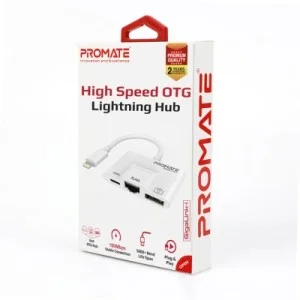 Адаптер Lightning to RJ45 Ethernet + USB 3.0 OTG + Lightning Promate (gigalink-i.white)