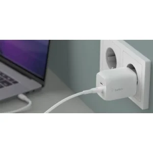 Зарядное устройство Belkin 2xUSB-C PD65W GaN PPS + cable USB-C to USB-C 2.0m White (WCH013VF2MWH-B6)