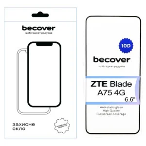 Стекло защитное BeCover ZTE Blade A75 4G 10D Black (713578)