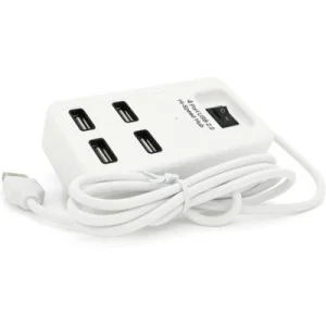 Концентратор Voltronic USB 2.0 to 4xUSB with power switch white (YT-HWS4-W)