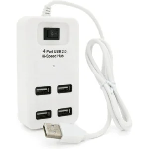 Концентратор Voltronic USB 2.0 to 4xUSB with power switch white (YT-HWS4-W)