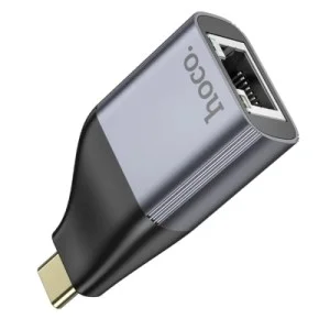 Переходник USB-C to RJ45 Ethernet 100Mbps gray HOCO (6942007645607)
