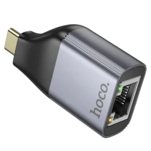 Переходник USB-C to RJ45 Ethernet 100Mbps gray HOCO (6942007645607)