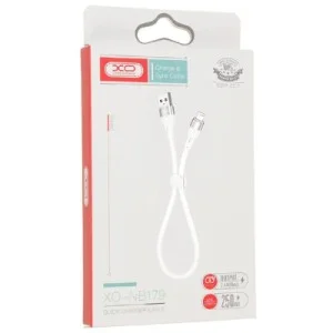 Дата кабель USB 2.0 AM to Lightning 0.25m 2.4A white XO (XO-NB179-BK)