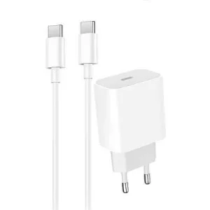 Зарядний пристрій Denmen USB-C PD20W 3.6A + cable USB-C to USB-C white (DM-DC06T-WH)