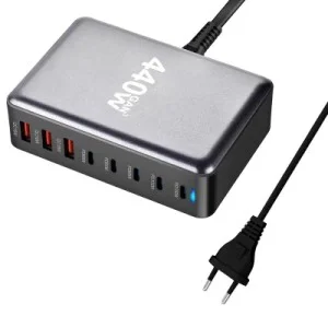 Зарядний пристрій XoKo 2xUSB-С PD100W + 3xUSB-С PD65W + 3xUSB QC18W 440W GaN (QC-400)