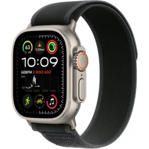 Ремешок для смарт-часов Apple 49mm Black Trail Loop - M/L - Natural Titanium Finish (MXTR3ZM/A)