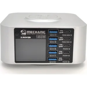 Зарядное устройство MECHANIC 5xUSB-C PD + 5xUSB QC3.0 + Wireless Charging 15W LED indication 200W black (X-Power Plus-200W)