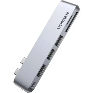 Концентратор Ugreen 2xUSB-C to HDMI + 2xUSB 3.0 + SD/TF + USB-C CM380 gray (80856)