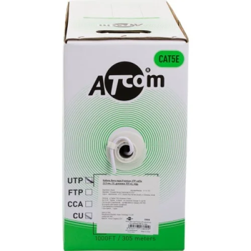 Кабель мережевий Atcom UTP 305м cat.5e, CU, 0,5мм (3800)