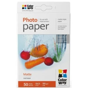 Фотобумага ColorWay 10x15 190г matte, 50с (PM1900504R)