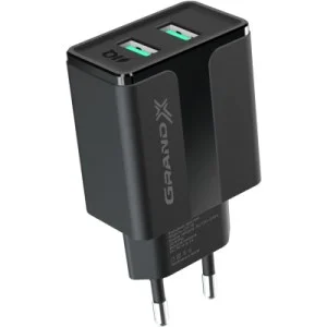 Зарядний пристрій Grand-X 5V 2.1A USB Black (CH-15B)