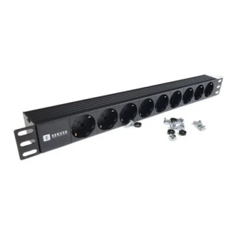Силовий блок Eserver 19" 9 розеток, без выкл., без кабеля, алюм. корпус, 16А (WT-2261A-GER-9WAY-WO)