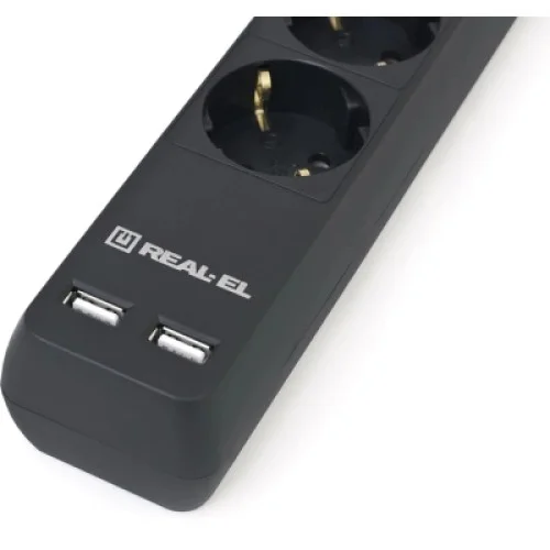 Сетевой фильтр питания REAL-EL REAL-EL RS-6 PROTECT USB, 5m, black (EL122300018)