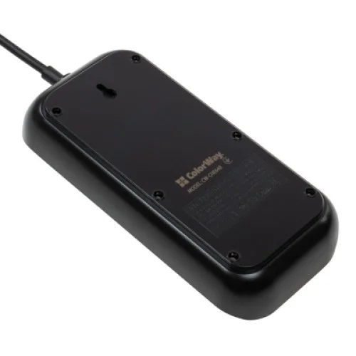 Сетевой фильтр питания ColorWay CW-CHE64B, 6 розеток/4USB Black (CW-CHE64B)