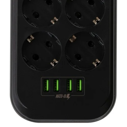 Сетевой фильтр питания ColorWay CW-CHE64B, 6 розеток/4USB Black (CW-CHE64B)