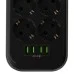 Сетевой фильтр питания ColorWay CW-CHE64B, 6 розеток/4USB Black (CW-CHE64B)