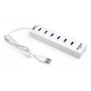 Концентратор Vinga 6xUSB2.0 + card-reader with switch 0.8m (VCP2H6USBCRSWWH)