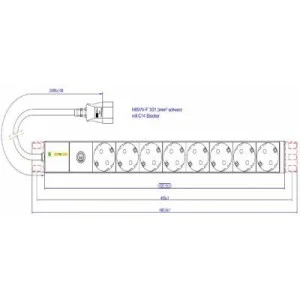 Силовой блок Conteg 19" 1U w/PDU 8xSchuko, вилка C14, кабель 2м (DP-RP-08-SCHUF-IEEC14/S)