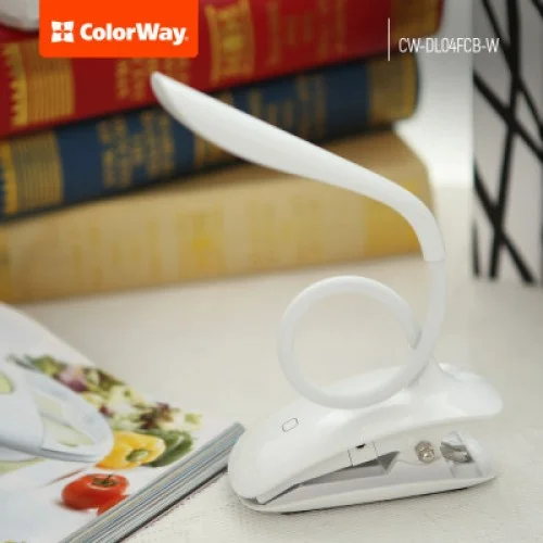 Настольная лампа ColorWay LED Flexible & Clip with built-in accumulator 500mAh (CW-DL04FCB-W)