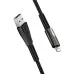 Дата кабель USB 2.0 AM to Lightning 1.0m zinc alloy + led black ColorWay (CW-CBUL035-BK)