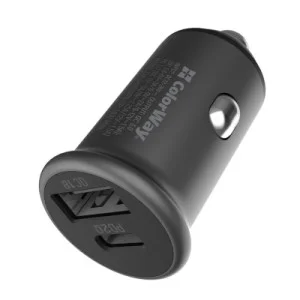 Зарядное устройство ColorWay 2USB Car (Type-C PD20W + USB QC3.0 ) (38W) Gray (CW-CHA029PD-GR)