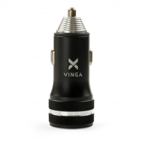 Зарядний пристрій Vinga QC3.0 + PD Quick Car Charger aluminium 36W Max black (VCCQPAC)